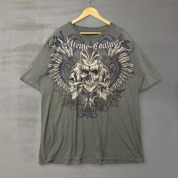 Vintage Xtreme Couture Green Y2K Affliction Style Tee Shirt 3XL XXXL - Picture 1 of 7